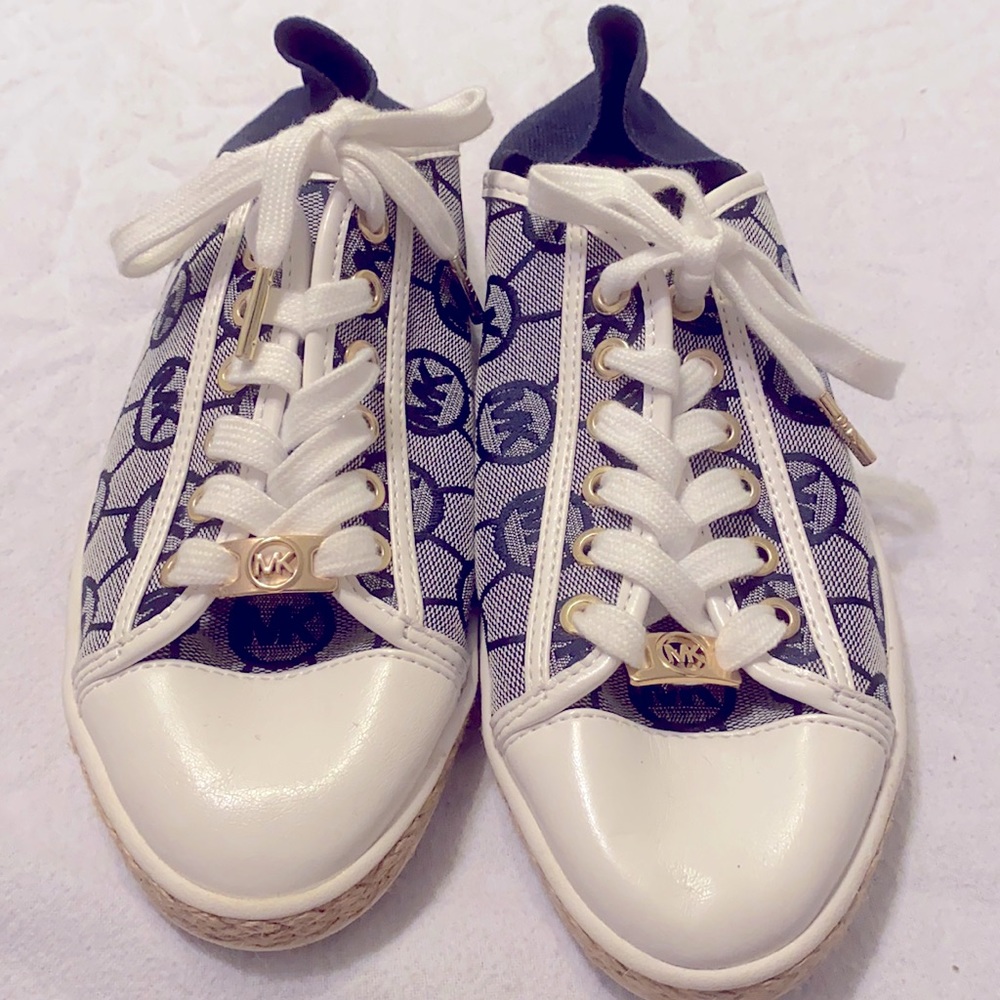 Michael Kors Logo Tennis Shoes, Blue and White
